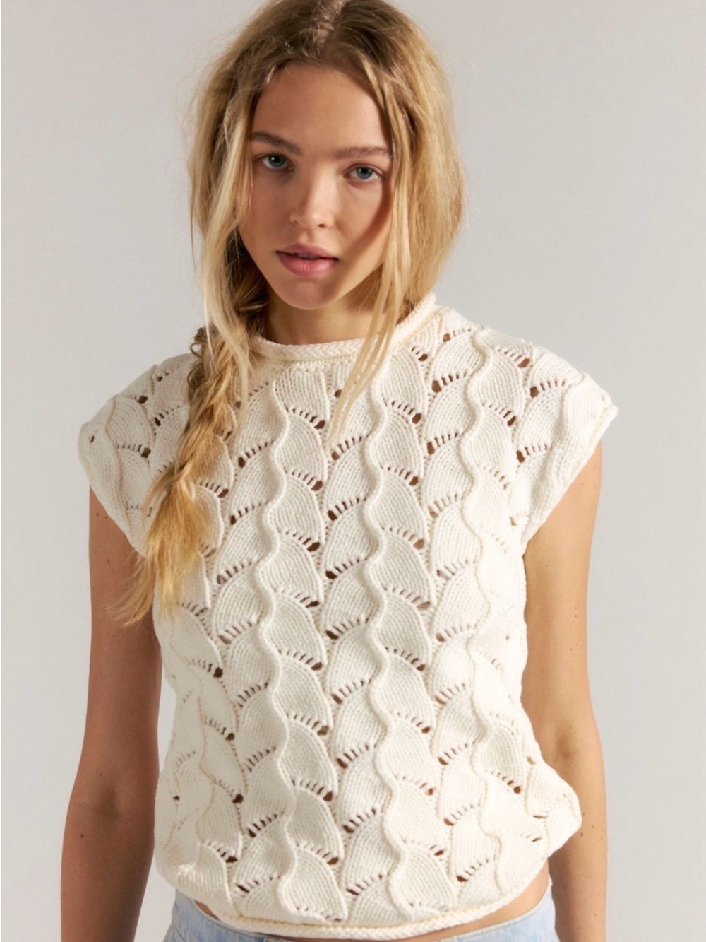 Free People Melvin knit tee. NWT. Ivory